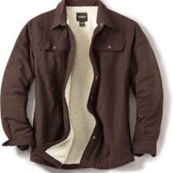 CQR Snap Button Fleece Brown Shirt Men’s Large Rugged & Warm LIKE NEW! - Picture 1 of 8